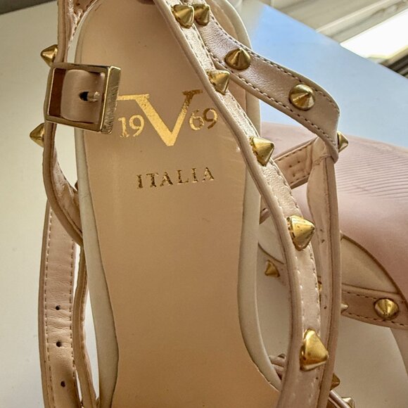 Versace V 1969 Henriette white and beige leather high-heeled sandals size 37 - Picture 12 of 14